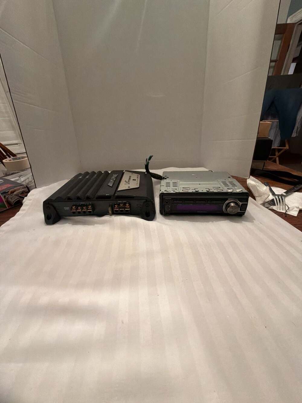 Alpine V-Power MRP-T220 2-Channel Power Amplifier And Kenwood Car Stereo Bundle